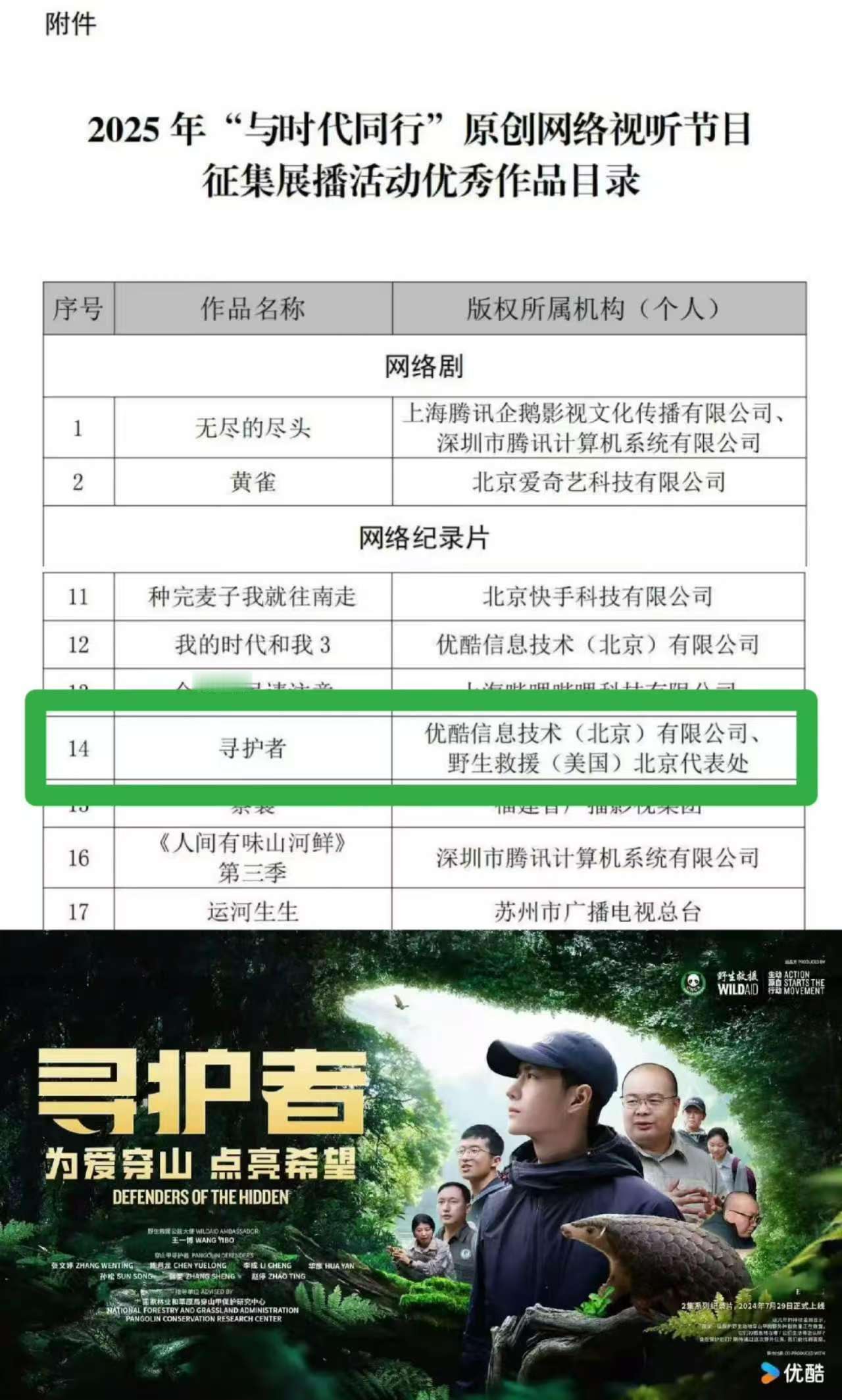 王一博寻护者获国家广电总局推荐，不错，