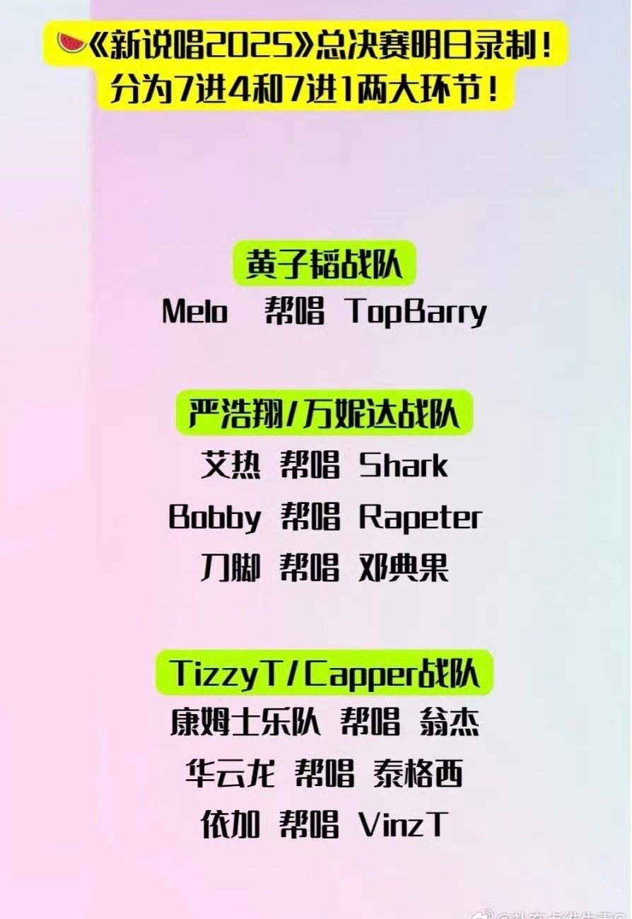 娱乐[超话]新说唱总决赛帮唱名单网传新说唱总决赛帮唱名单新说唱总决赛帮唱名单 ​