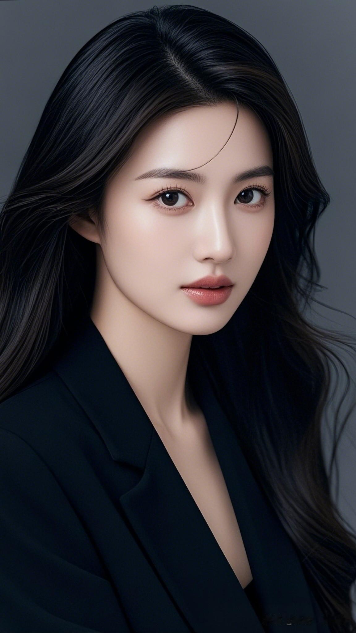 黑发如瀑，红唇似火。一眼沦陷的神级美图 优雅黑发，冷艳迷人，职场女神风采！💄✨