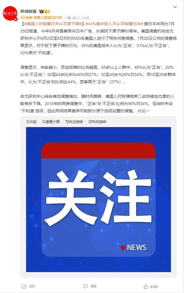 是日本洗白的好还是快乐教育的功劳？已经有44%的美国年轻人不认可当初用原子弹炸日