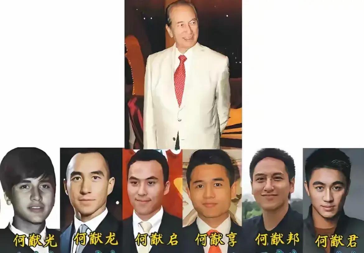 发现了没？这六个儿子的鼻子可像可像他爸赌王何鸿燊了。不信，你仔细看看？澳门赌王照