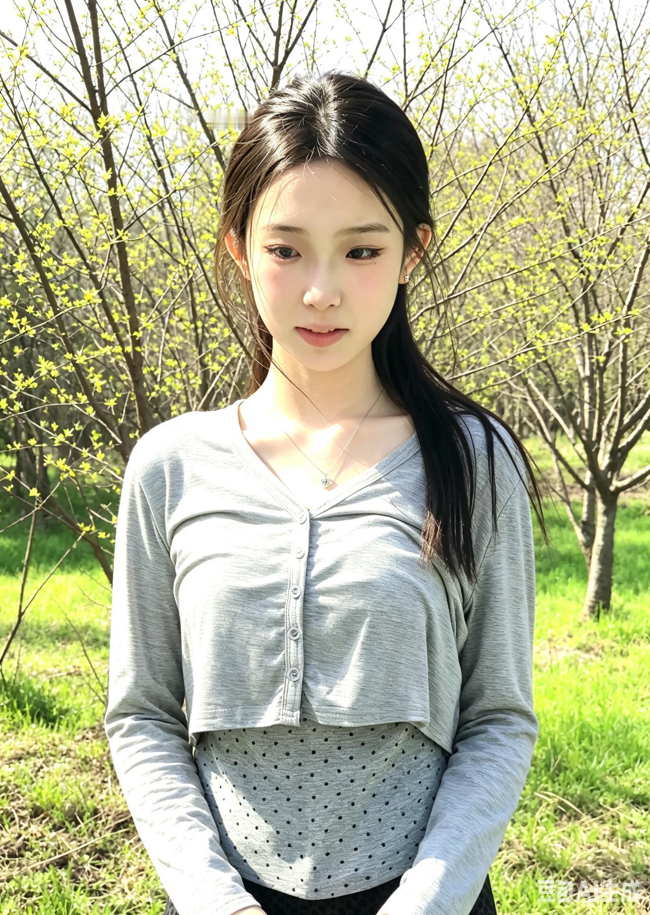 柔风拂素衣，
花影映蛾眉。
不语含清韵，
春光亦敛辉。