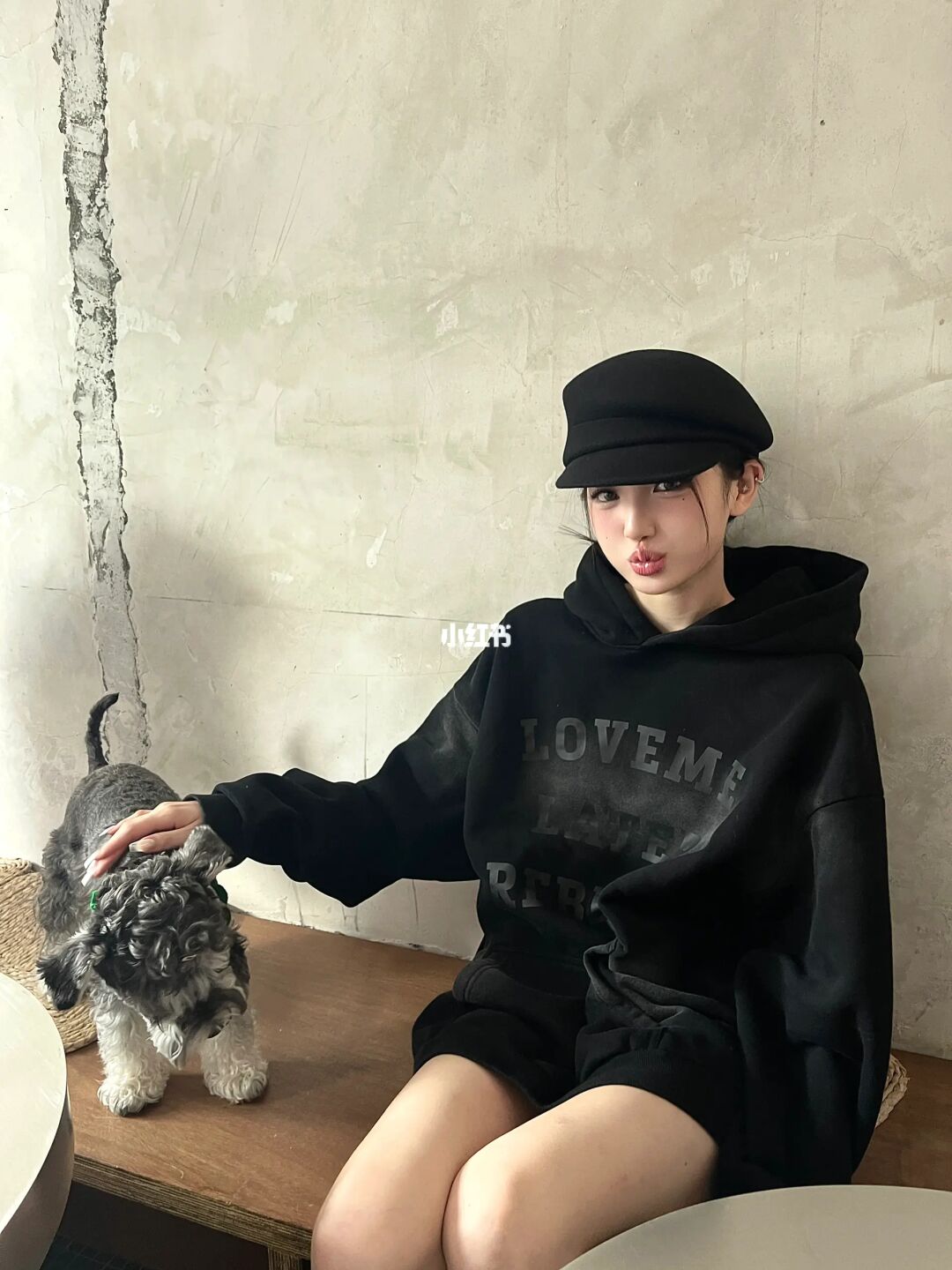 Eating dinner with me.