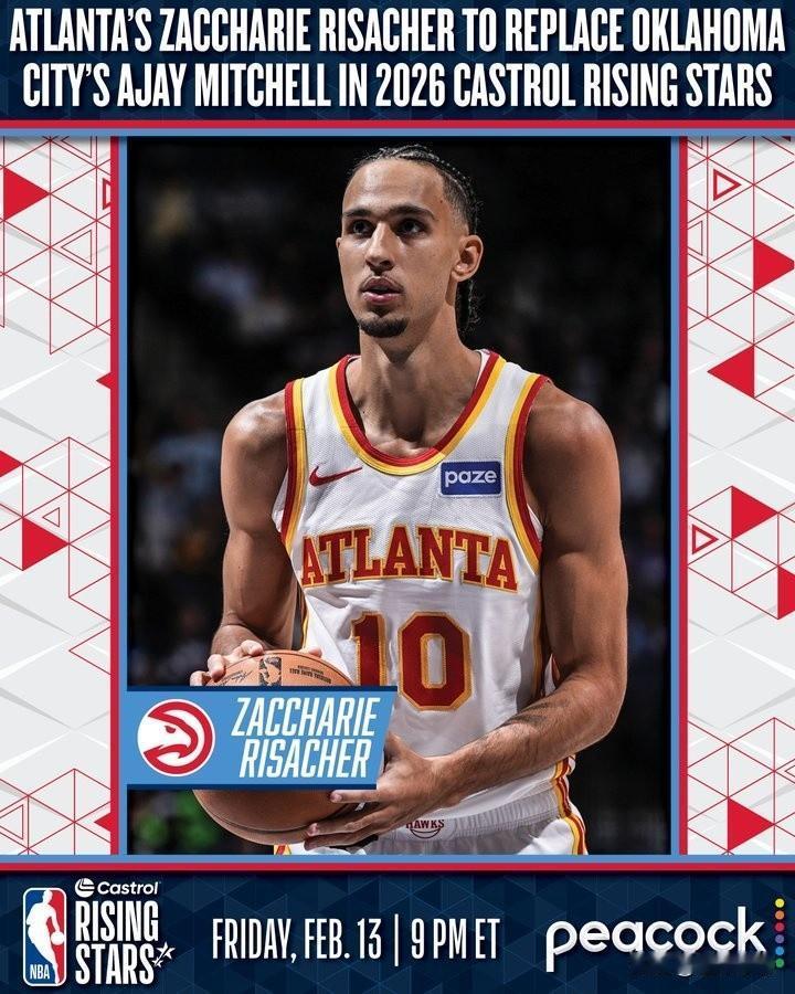 NBA最没存在感的状元，里萨谢进全明星新秀挑战赛还得靠递补!

今天NBA官方宣