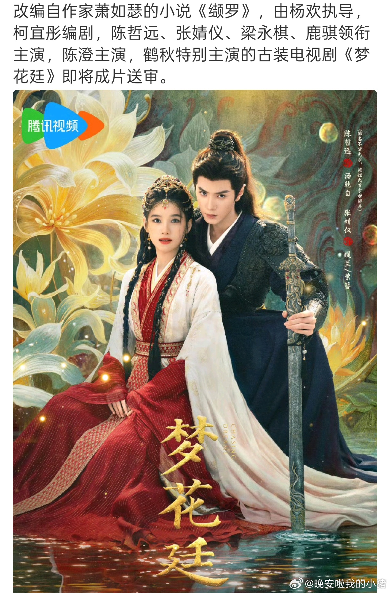 陈哲远张婧仪梦花廷即将过审下证 