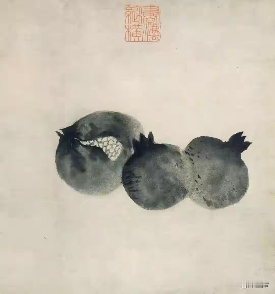牧溪《六柿图》《写生蔬果图卷》：水墨简笔，点染直接塑造物象，几乎弱化轮廓线，墨色