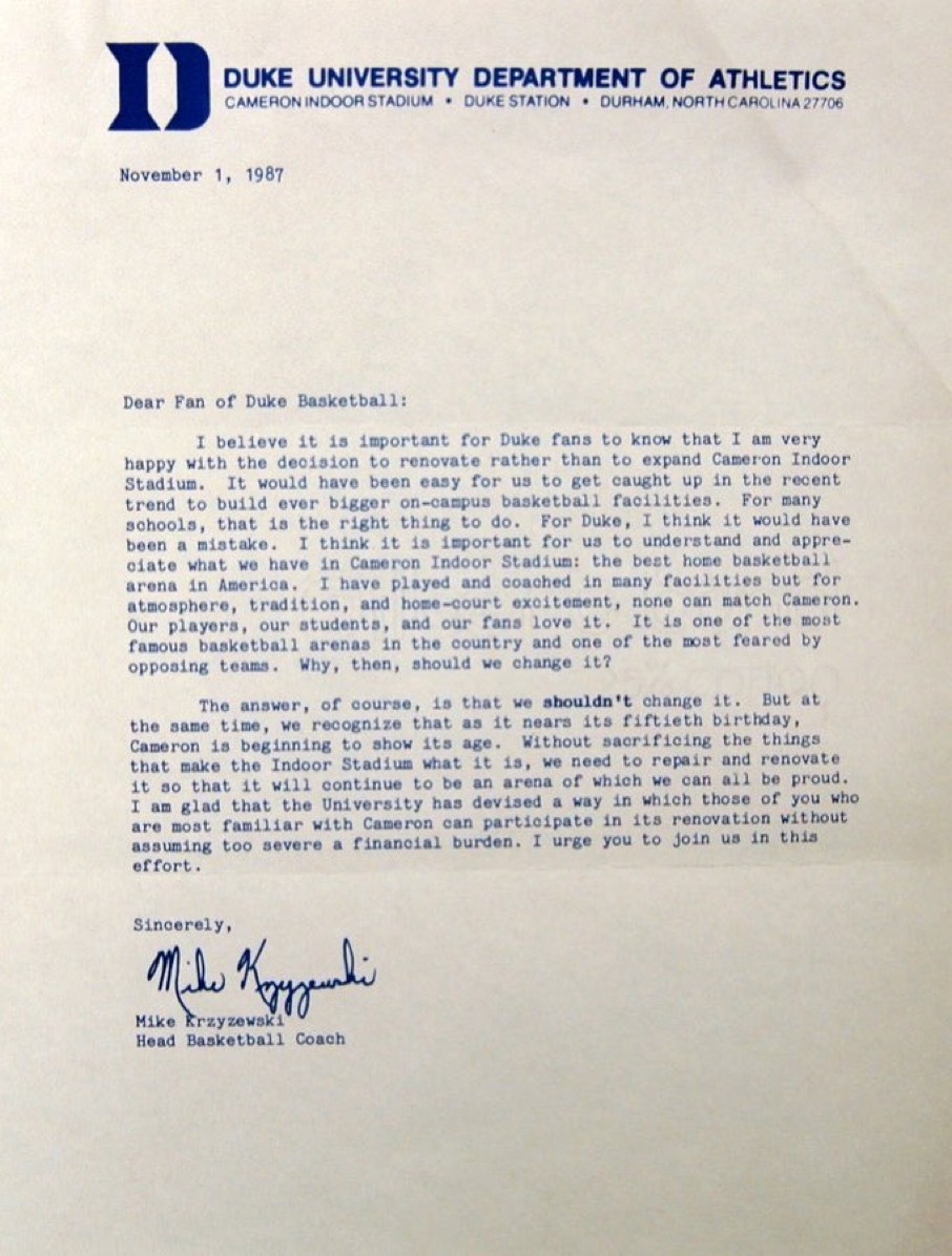 杜克男篮  老K教练的一封信 