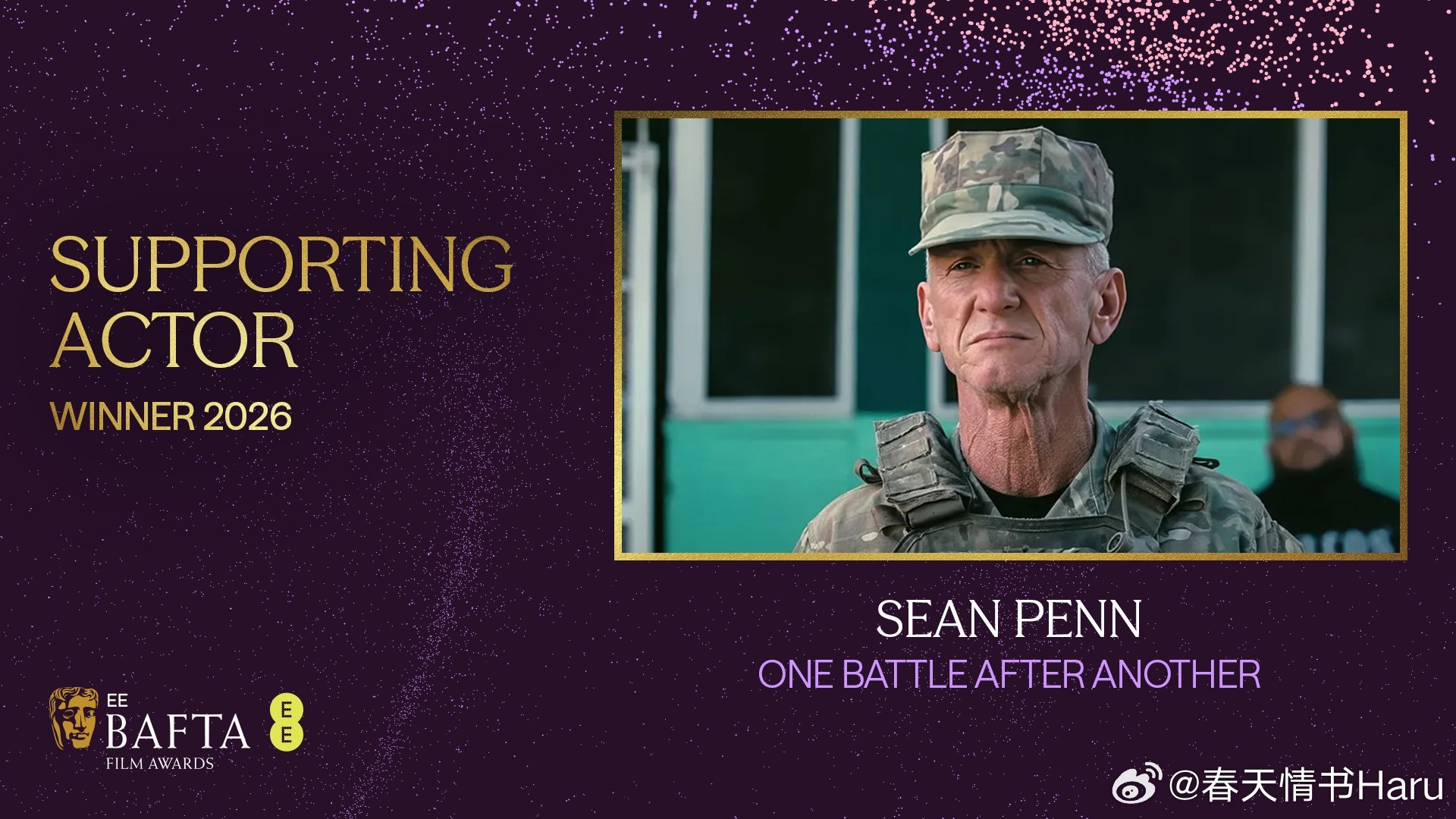 今年颁奖季四大风向标最佳男配角的获奖情况：英国电影学院奖：西恩·潘《一战再战》评