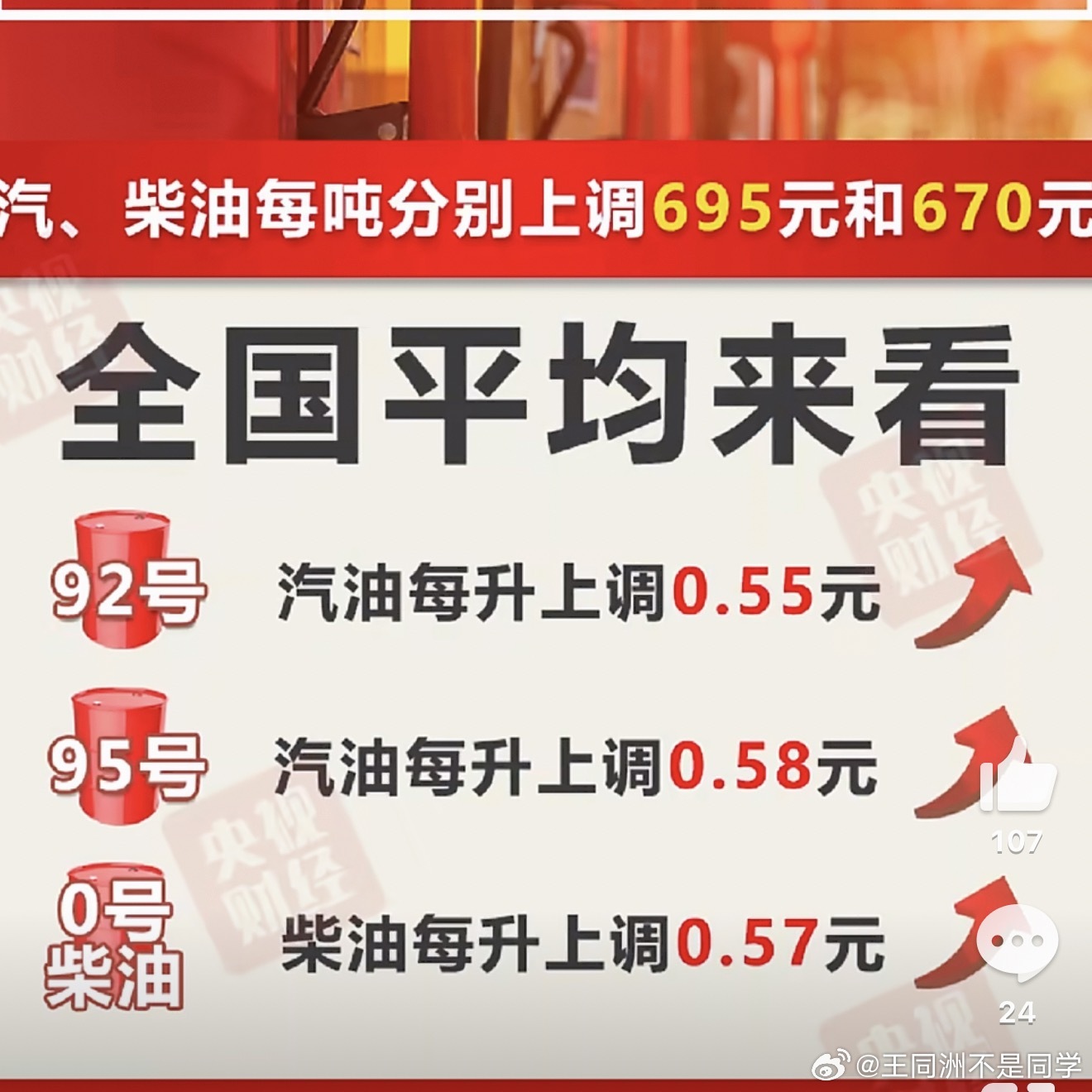 趁油价大涨前去加满五毛啊还好我已经加满了50L油箱多花25搁平常，25已经能加3