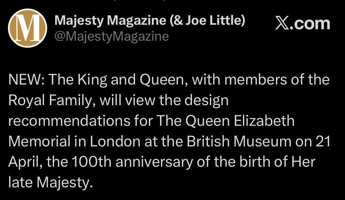 英国王室  【预告】2026年4月21日，正值伊丽莎白二世女王诞辰1️⃣0️⃣0