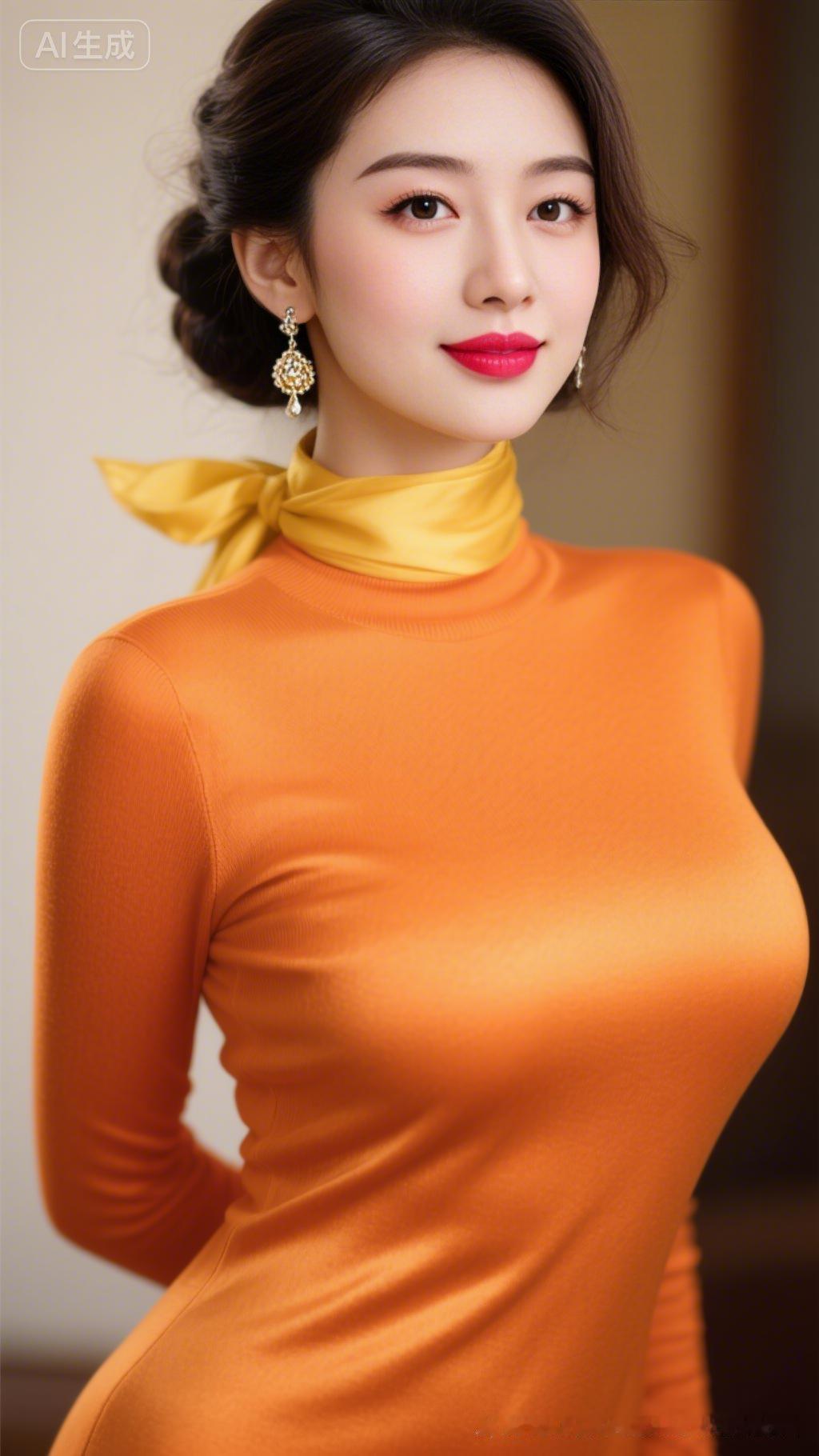 优雅橙装，气质满分！💃💄✨