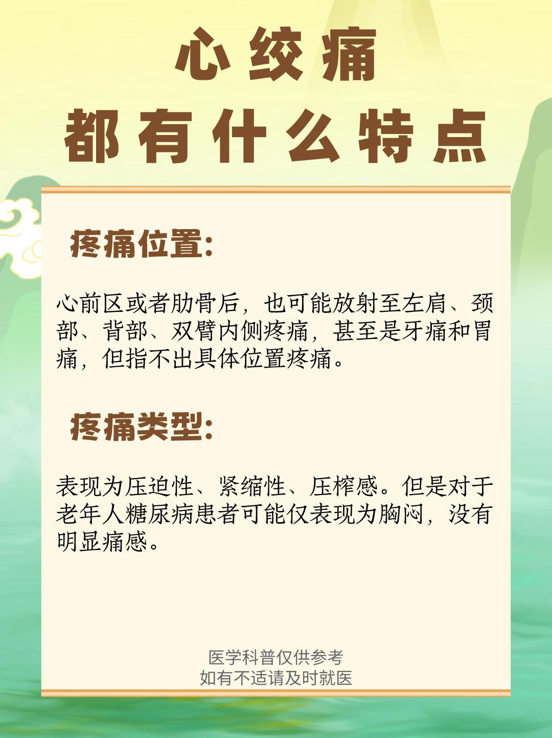 心绞痛都有什么特点？。