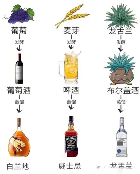 不同品种的酒都是用什么原料做的。