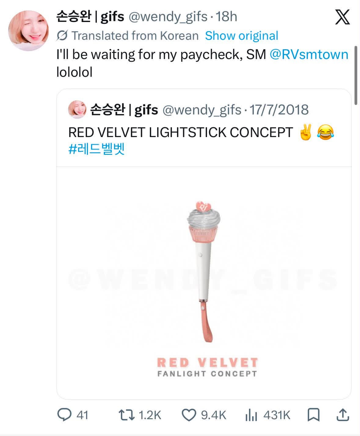 【twi】RedVelvet二代应援棒疑似抄袭粉丝18年的自创设计 