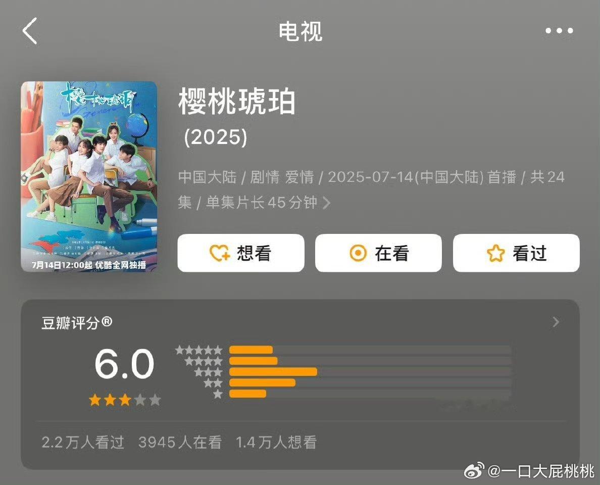 《樱桃琥珀》db开分6.0，高了低了 ​​​