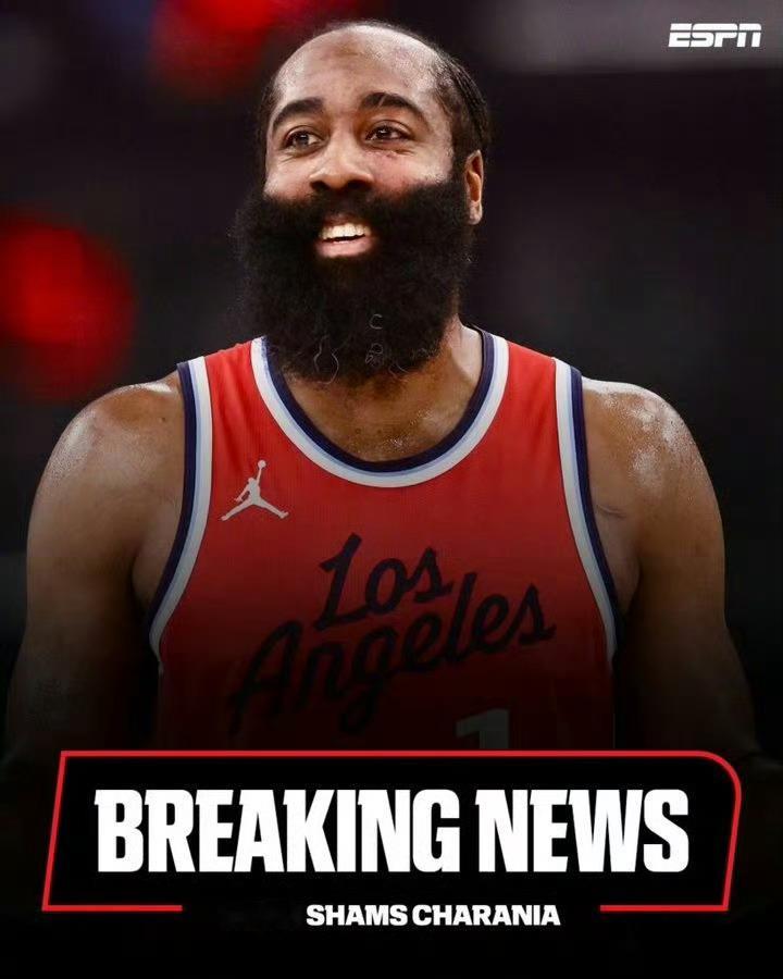 据ESPN名记Shams爆料，哈登将拒绝球员选项，与快船重签一份为期2年，价值8