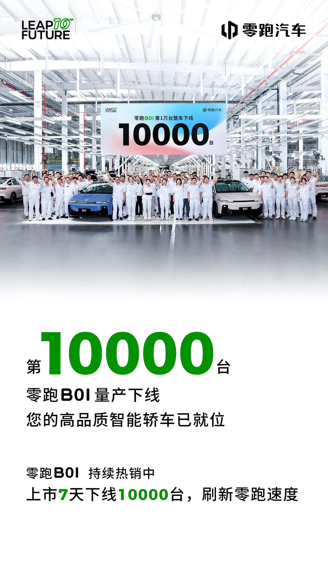 零跑比哪吒真是强的不是一点半点，B01上市7天就已经下线了10000台车，当初哪