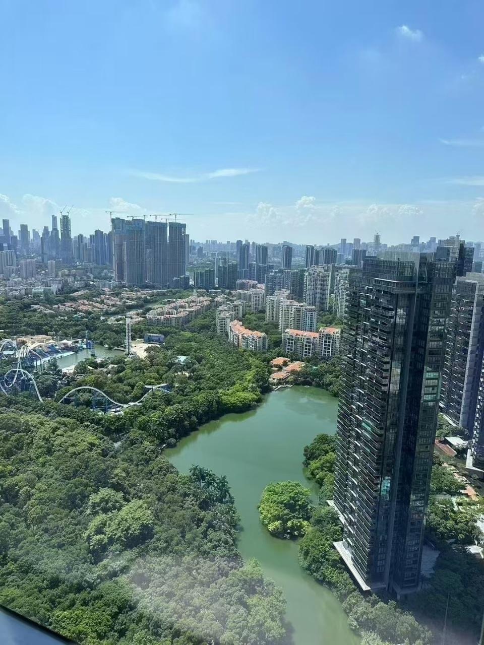 今天拍了深圳华侨城新天鹅堡三期，看湖景海景山景价值笋盘
D栋楼王栋，面积123平