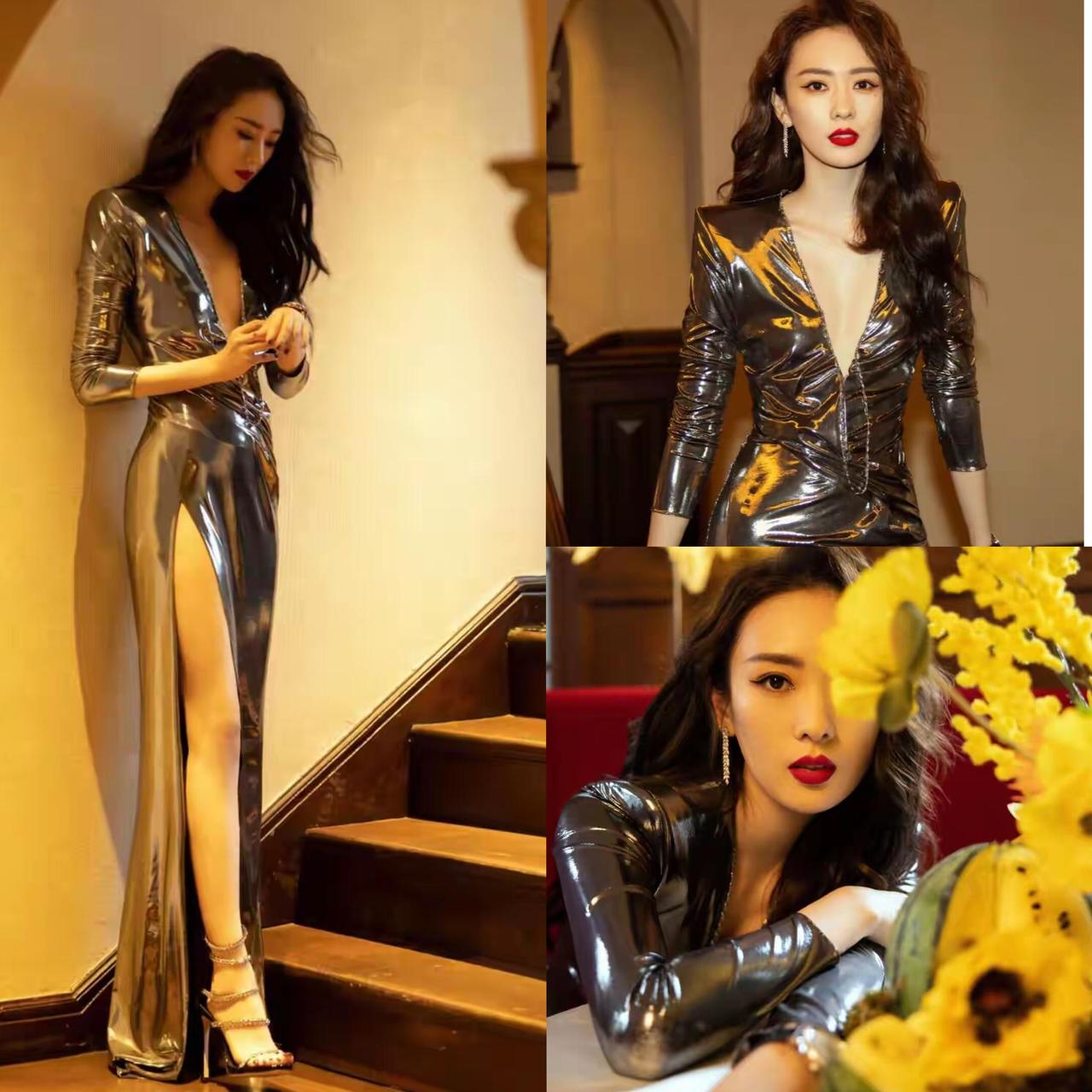 被童谣银色礼服杀到
未来感女神直接美出银河系✨
最绝的是礼服贴合身形的剪裁，既没