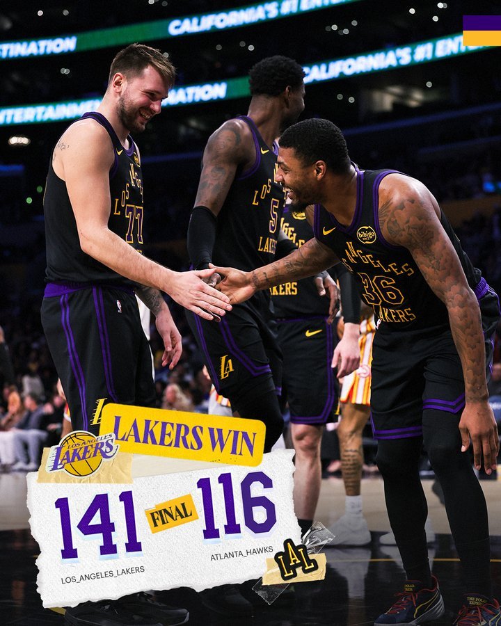 ✅ 湖人战胜老鹰 终结连败✅ 全队三分手感回暖 34投19中✅ 东契奇轻伤不下火