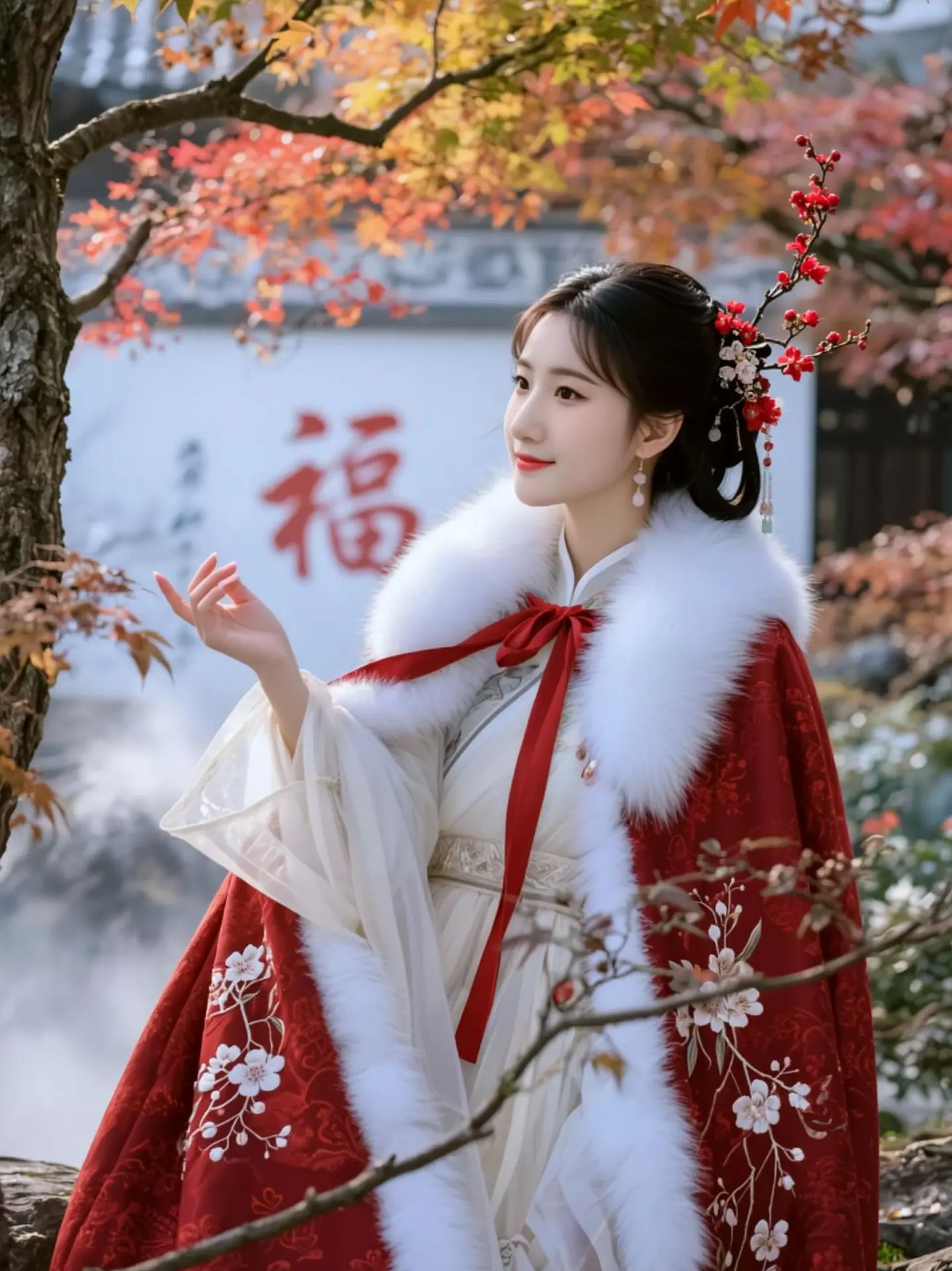 AI红叶古风写真 ai创作