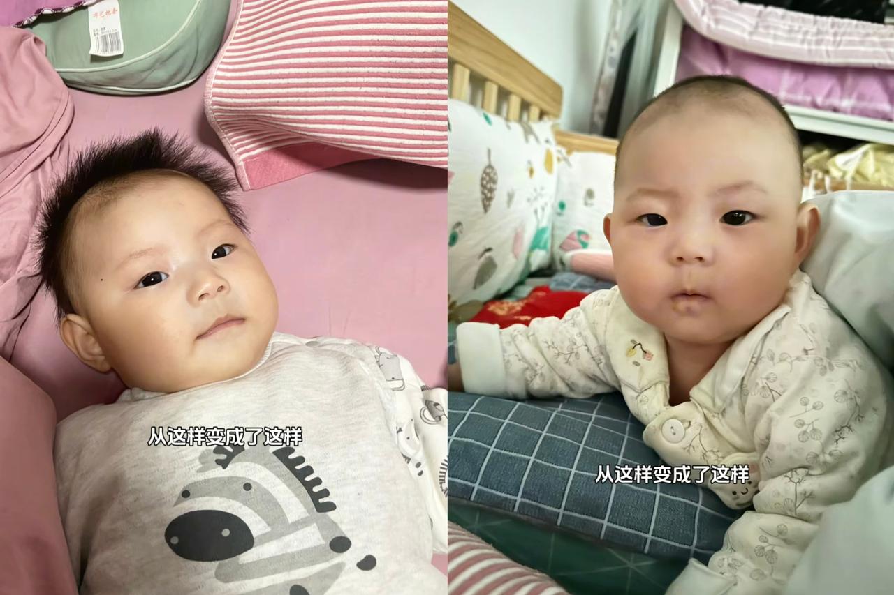 果然信物不能少！只因妈妈在中午给四个月的妹妹剃了头发，哥哥回来竟哭着不认妹妹了，
