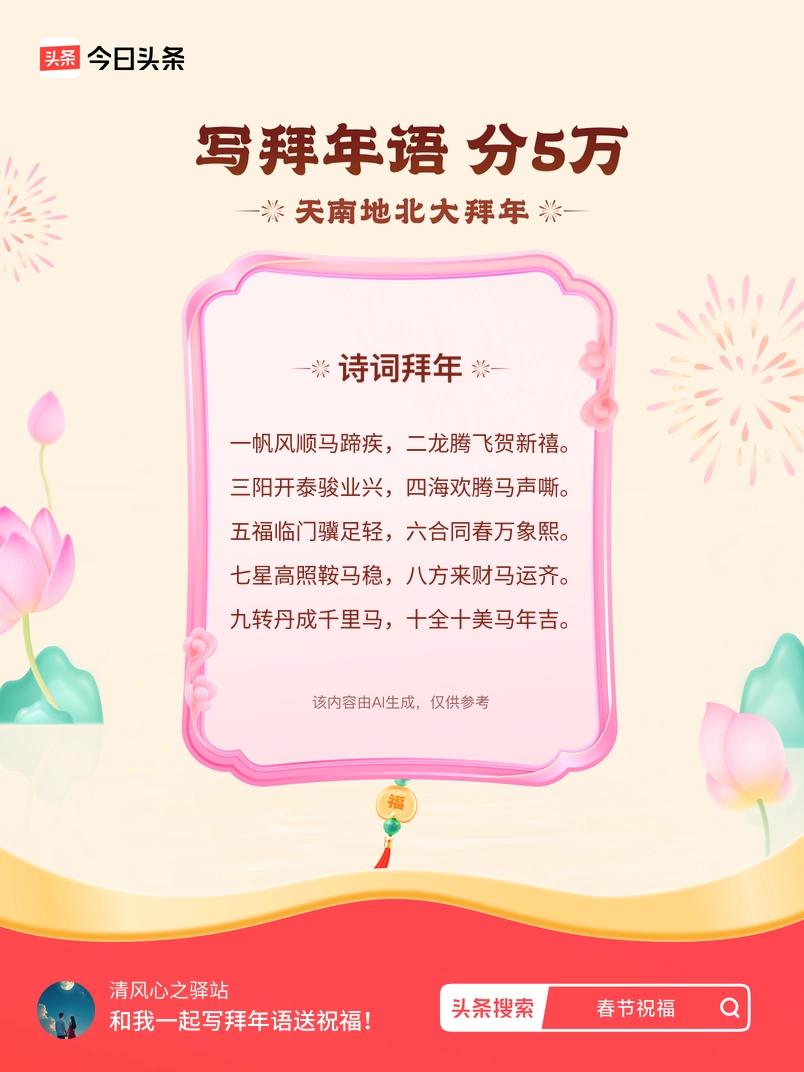 写拜年语送祝福新春拜年送祝福！我的祝福是：“一帆风顺马蹄疾，二龙腾飞贺新禧。三阳