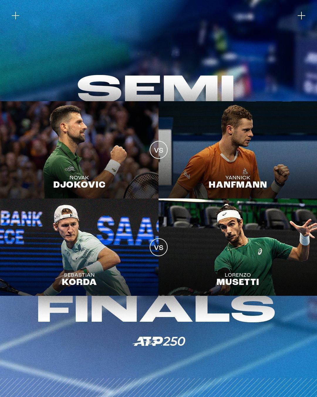 雅典站四强：德约和穆塞蒂越来越近了梅兹站四强：勒纳·钱要首冠了吗？WTA总决赛4