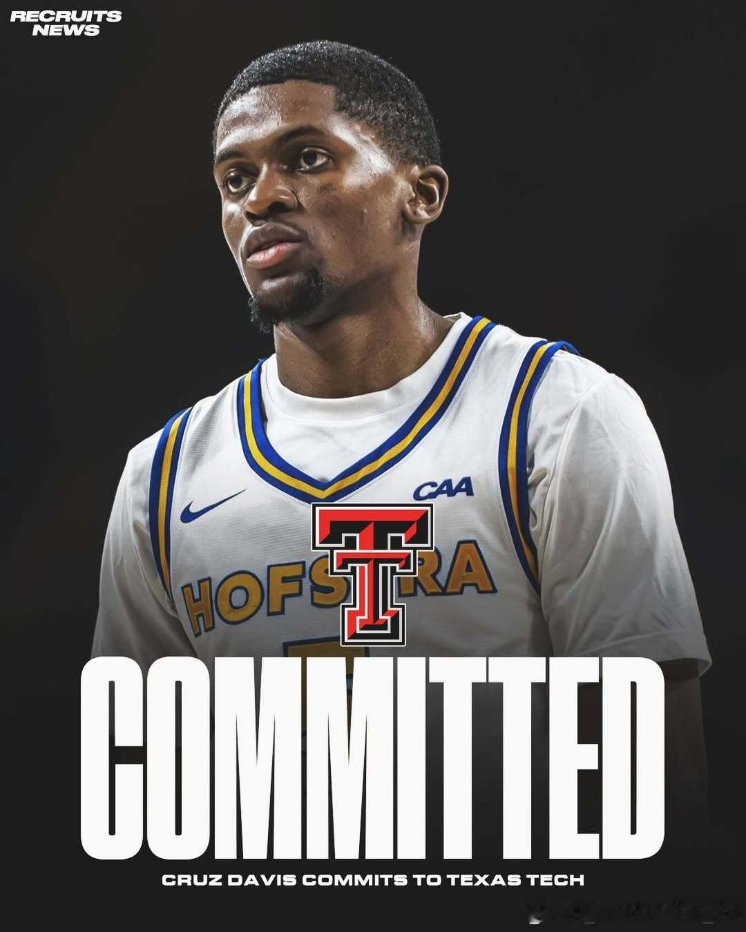 霍夫斯特拉大学后卫、CAA赛季最佳球员克鲁兹·戴维斯(Cruz Davis)转学