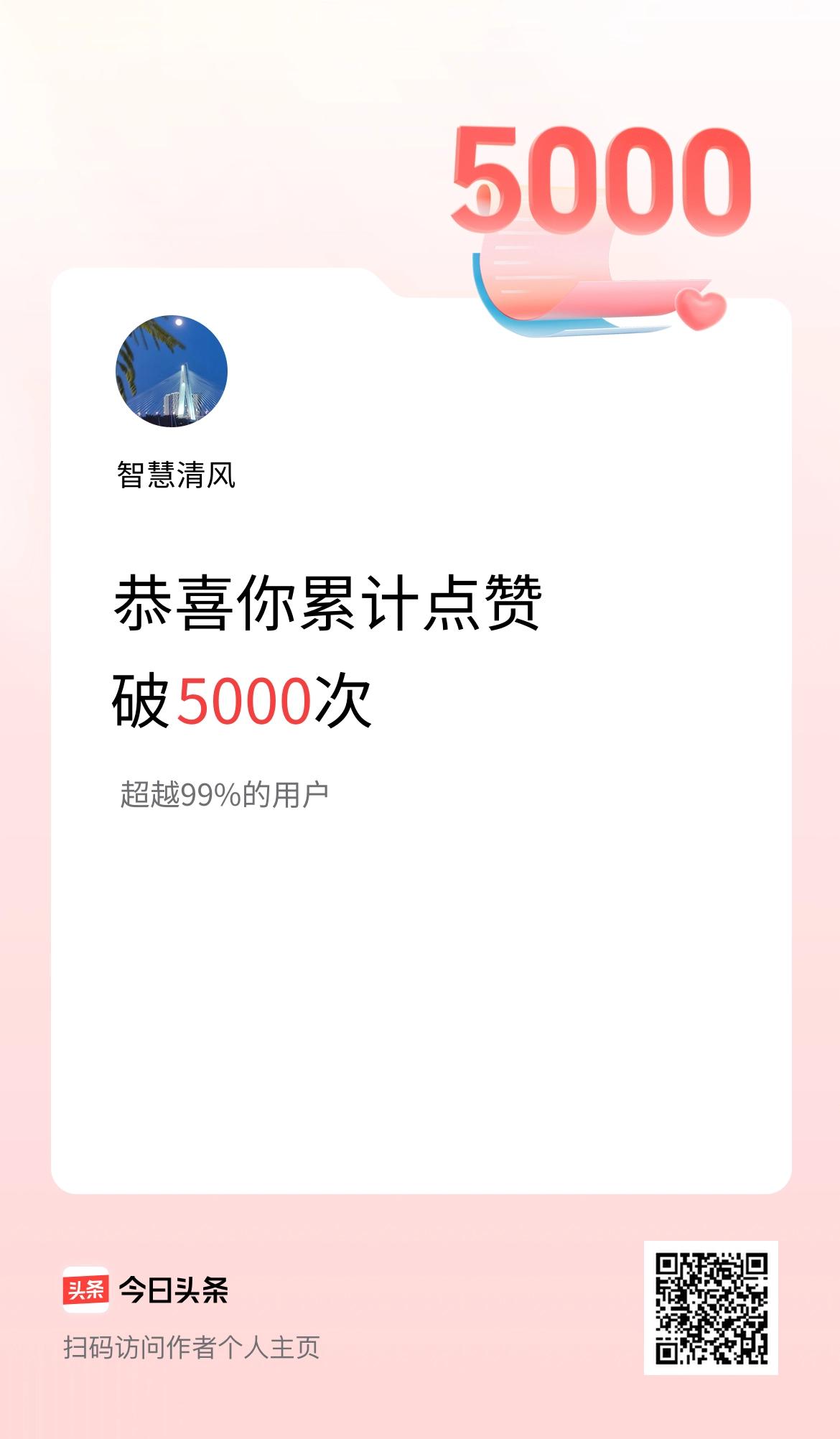 我在头条累计点赞破5000啦！