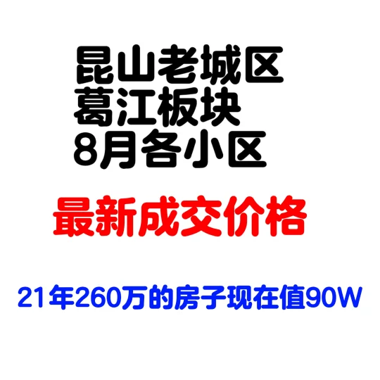主城葛江板块8月各小区醉心成交价格