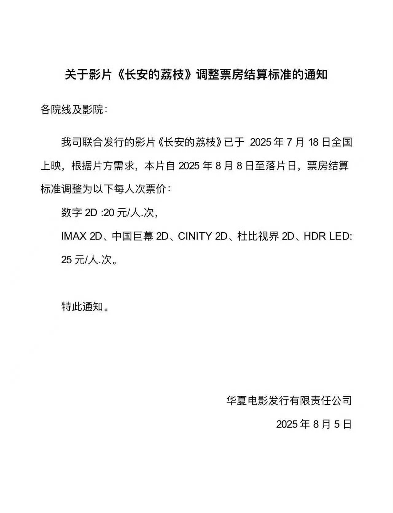 长安的荔枝下调发行价 电影《长安的荔枝》8月8日起下调发行价，该片由大鹏执导，大