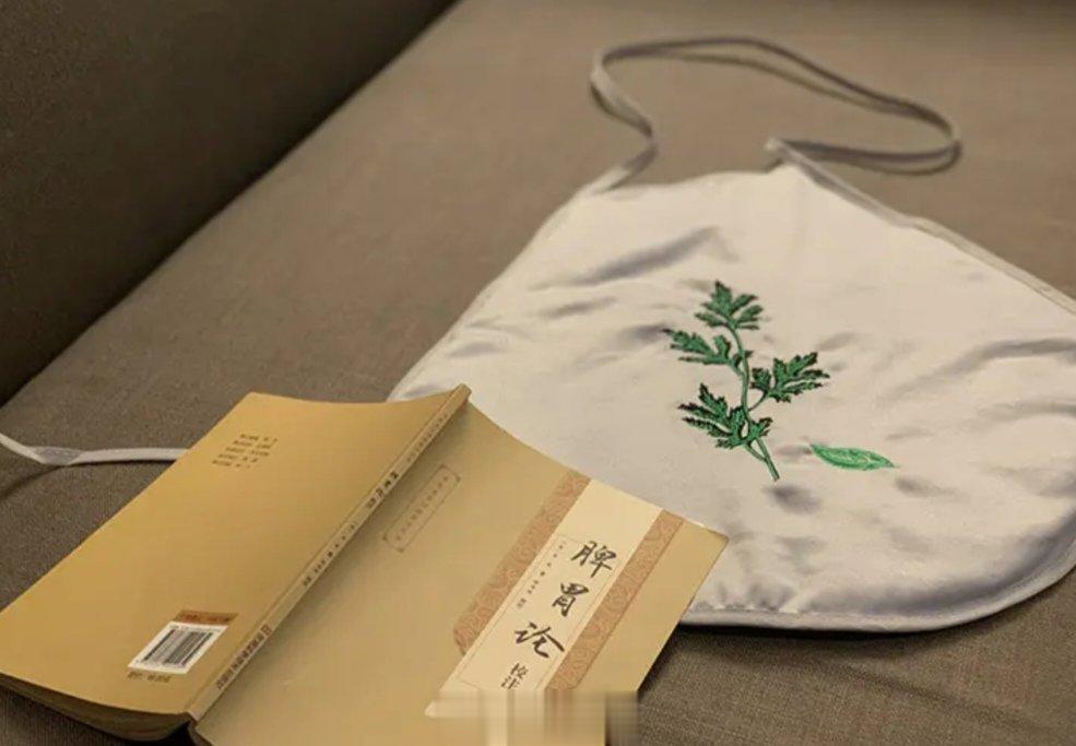 #为什么一降温就容易emo# 昨天缝了个艾草肚兜（内胆买的现成的），戴着睡一晚，