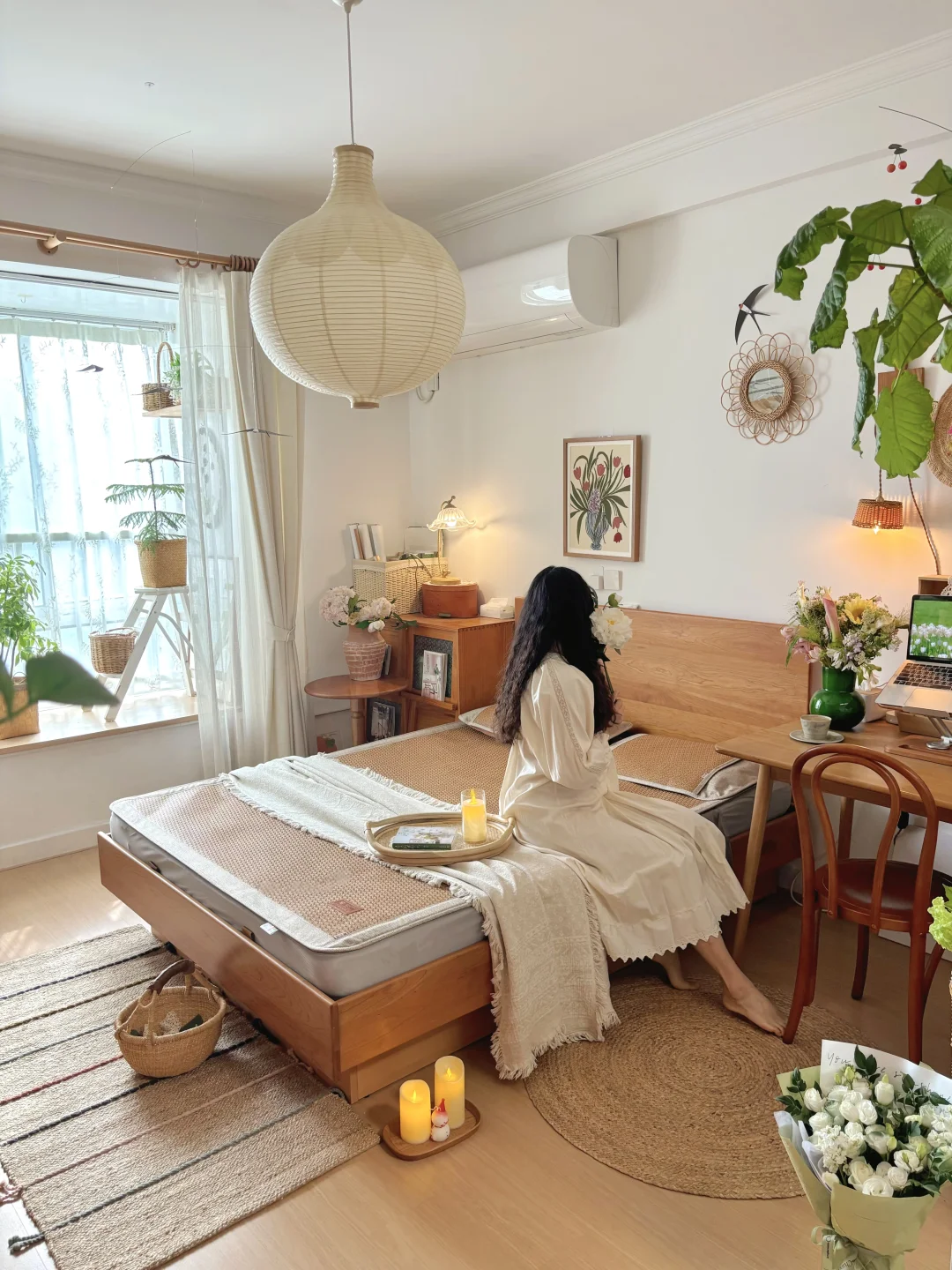 16㎡原木风小窝｜凉席把22℃的夏天搬进卧室🌿