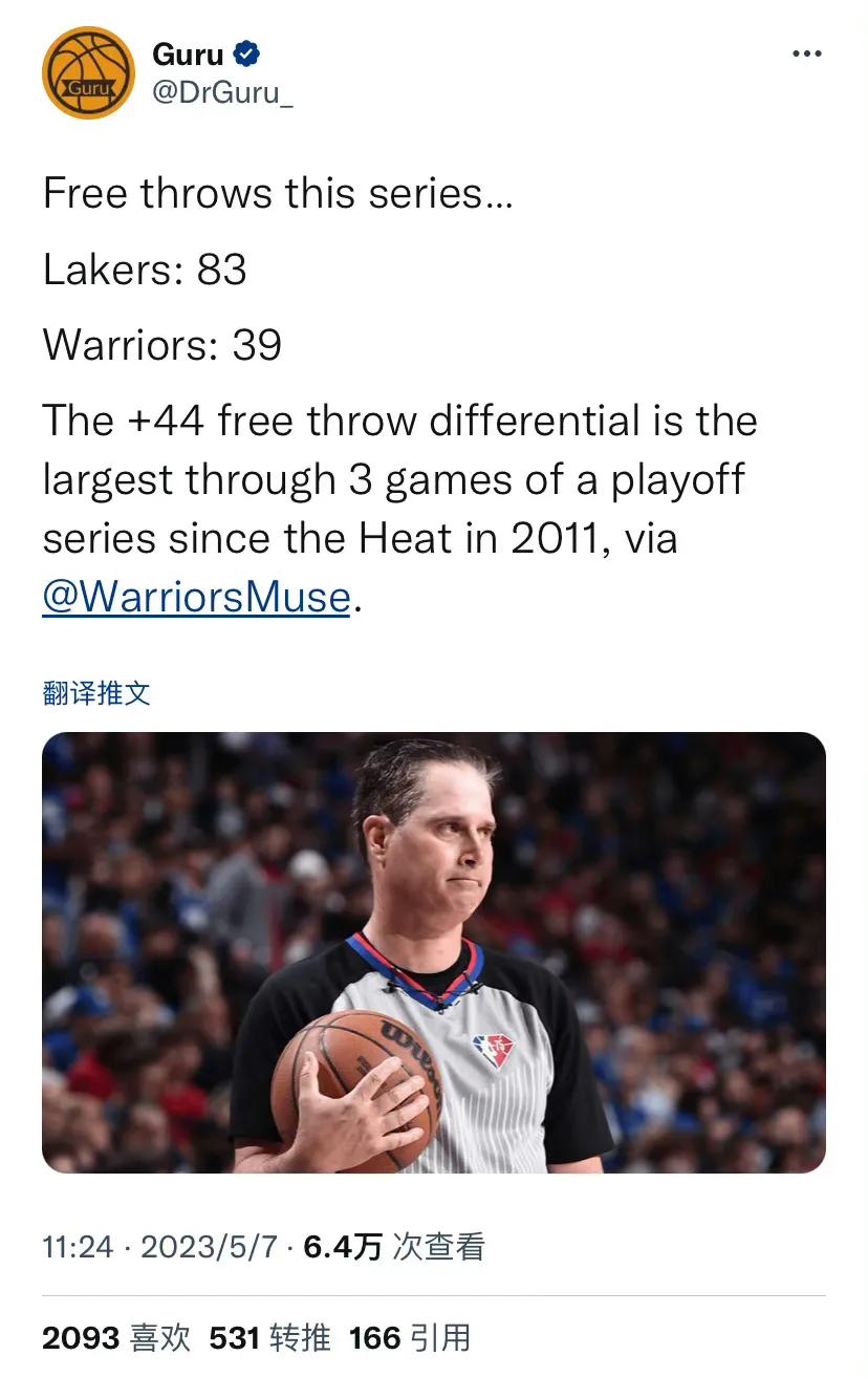 季后赛至今，湖人每场罚球数一览

首轮         湖人在前
G1     