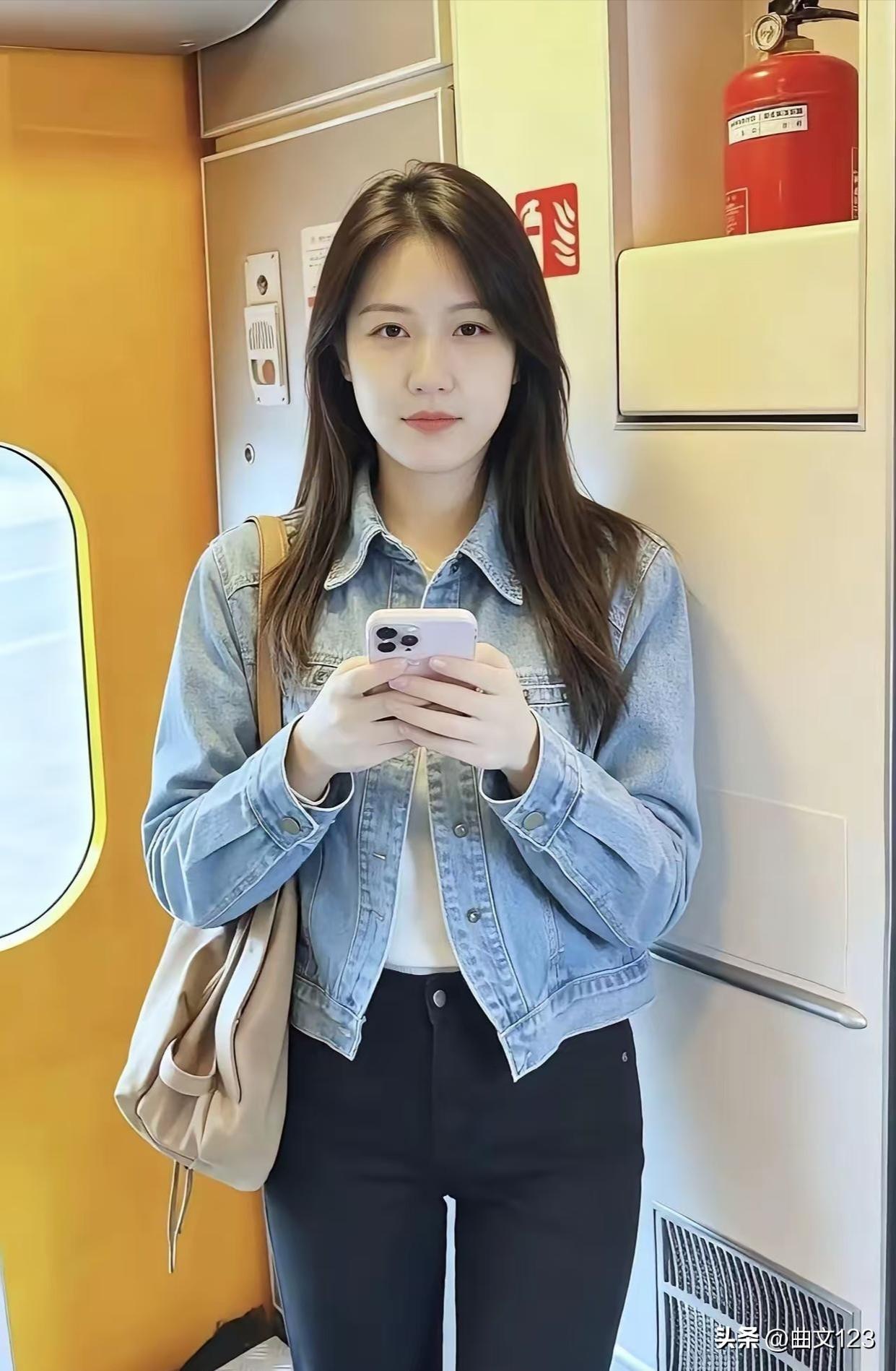 高铁上偶遇的漂亮小姐姐，很清纯的样子！