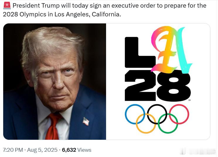 特朗普总统将签署一项行政命令，为2028年在加利福尼亚州洛杉矶举行的奥运会做好准