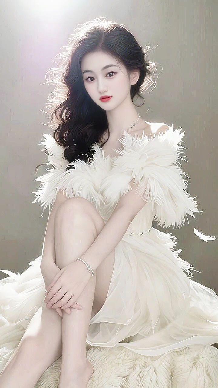 美出温柔感 精致妆容 冷艳质感写真 羽毛礼服 御姐