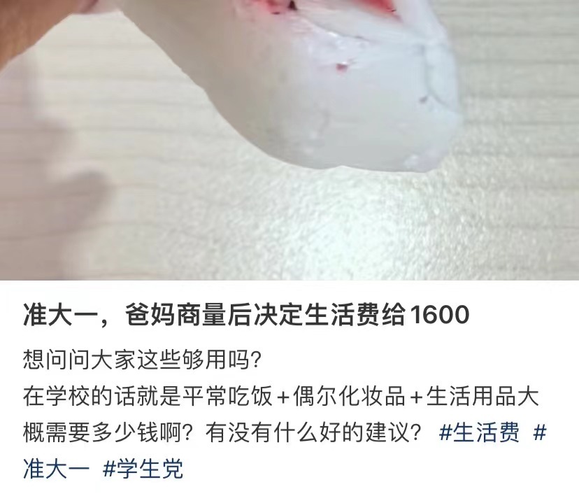 #爸妈商量上大学后一个月给1600# 准大一，爸妈商量上大学后一个月给1600 