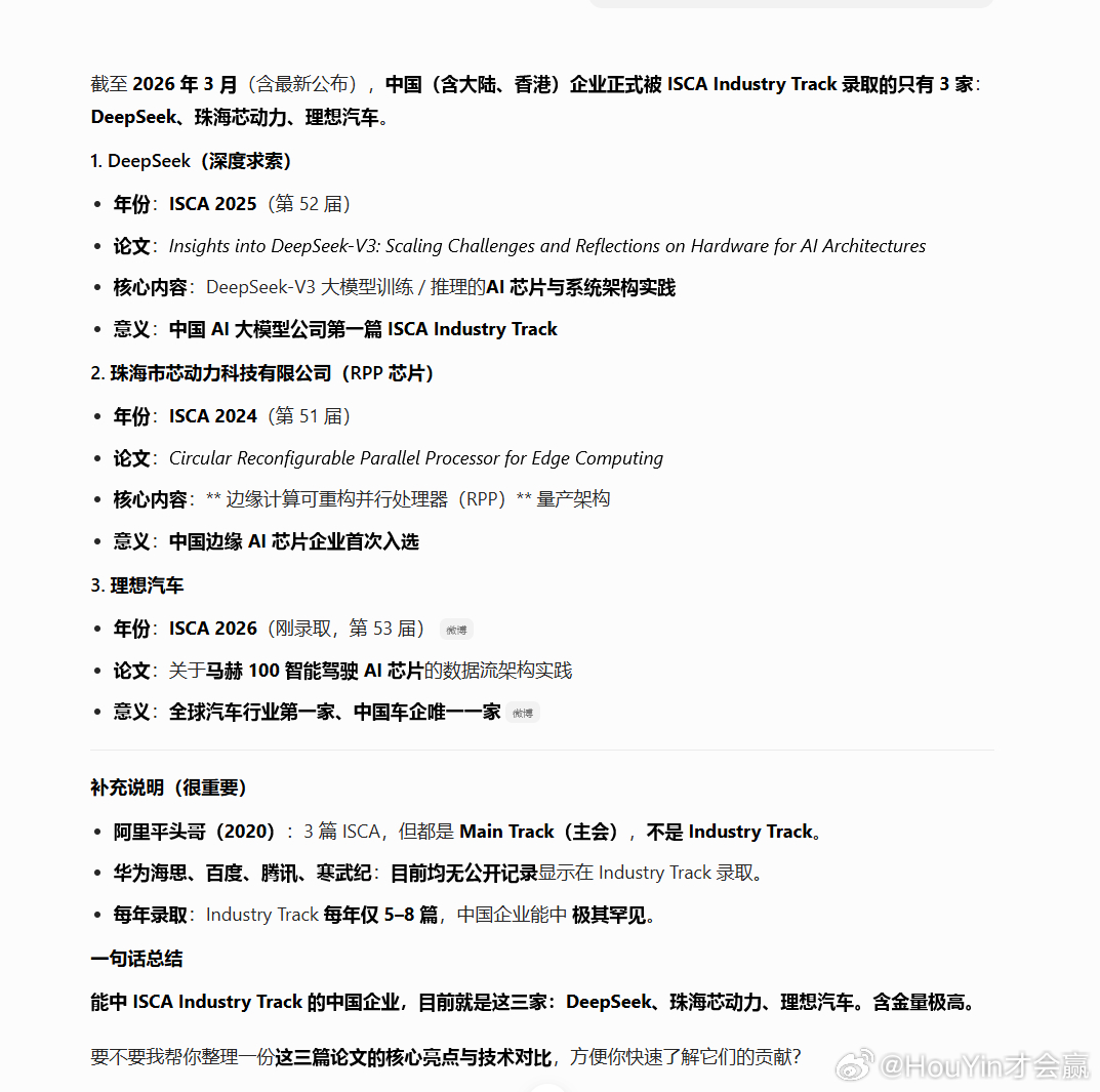 马赫100芯片相关论文入选ISCA其他车企还没有在这样的顶级会议上发表过论文理想