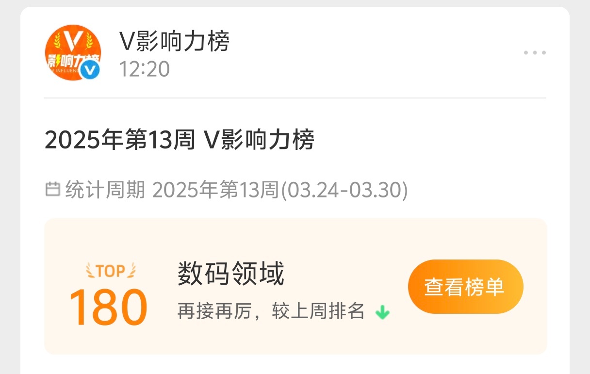数码榜单太卷了，每天海量发布才能跻身前200[心]感谢宝子们支持！转发微博，8.