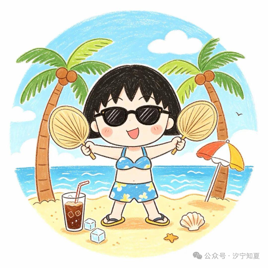 夏日沙滩限定 | 樱桃小丸子头像