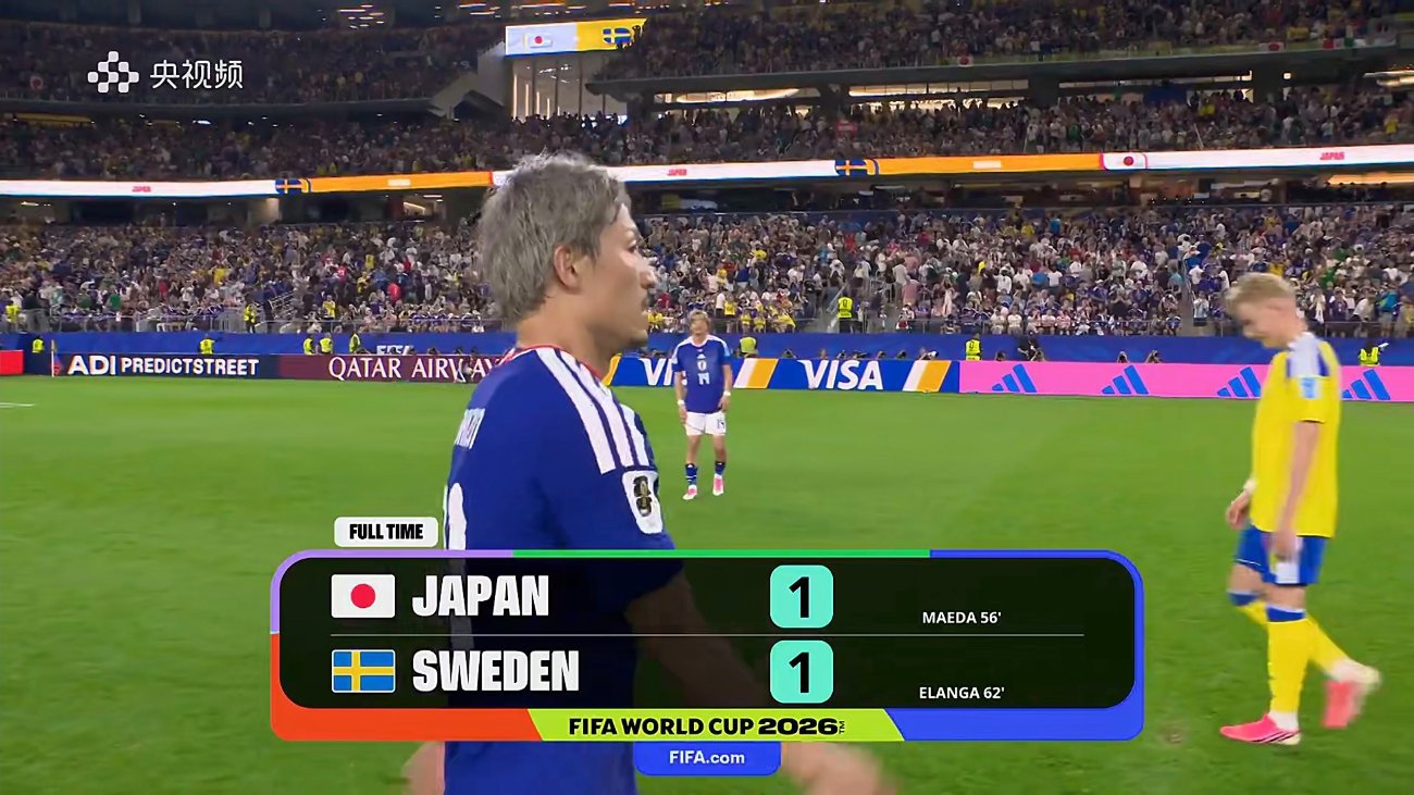 日本vs瑞典日本1:1战平瑞典，下一场将踢巴西 