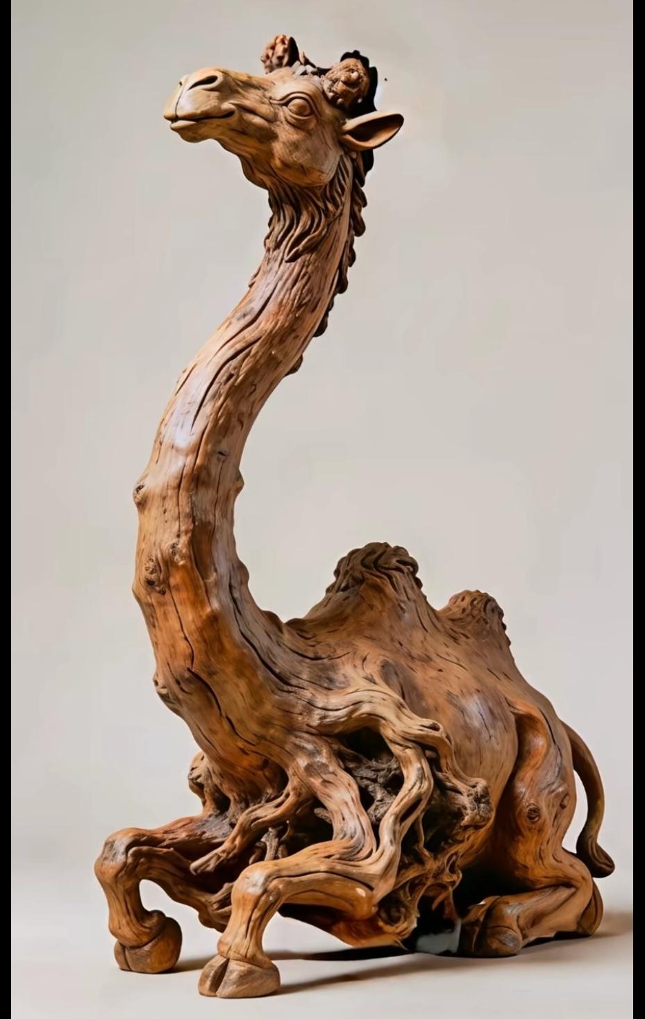 《七律～列入史册的木制骆驼》

吟窗独秀五阿哥，
卧榻双峰一骆驼。
栩栩如生长脖