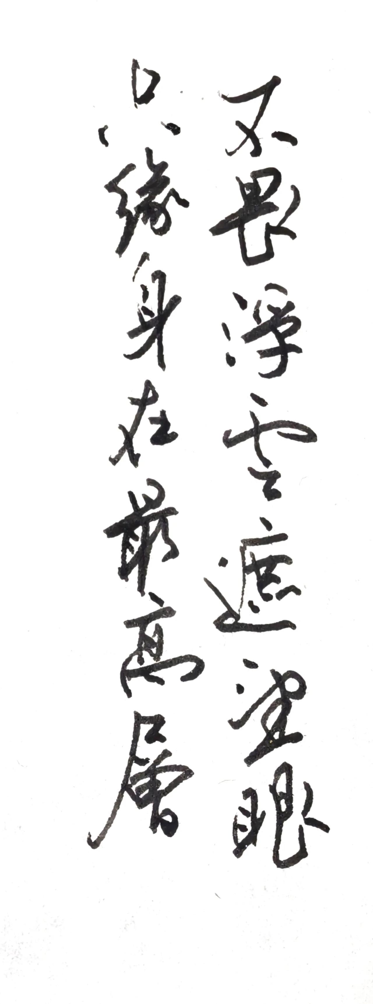 书写笔势连贯爽利，字势开张，和诗句昂扬的意境很契合；个别字牵丝略多，稍作收敛辨识