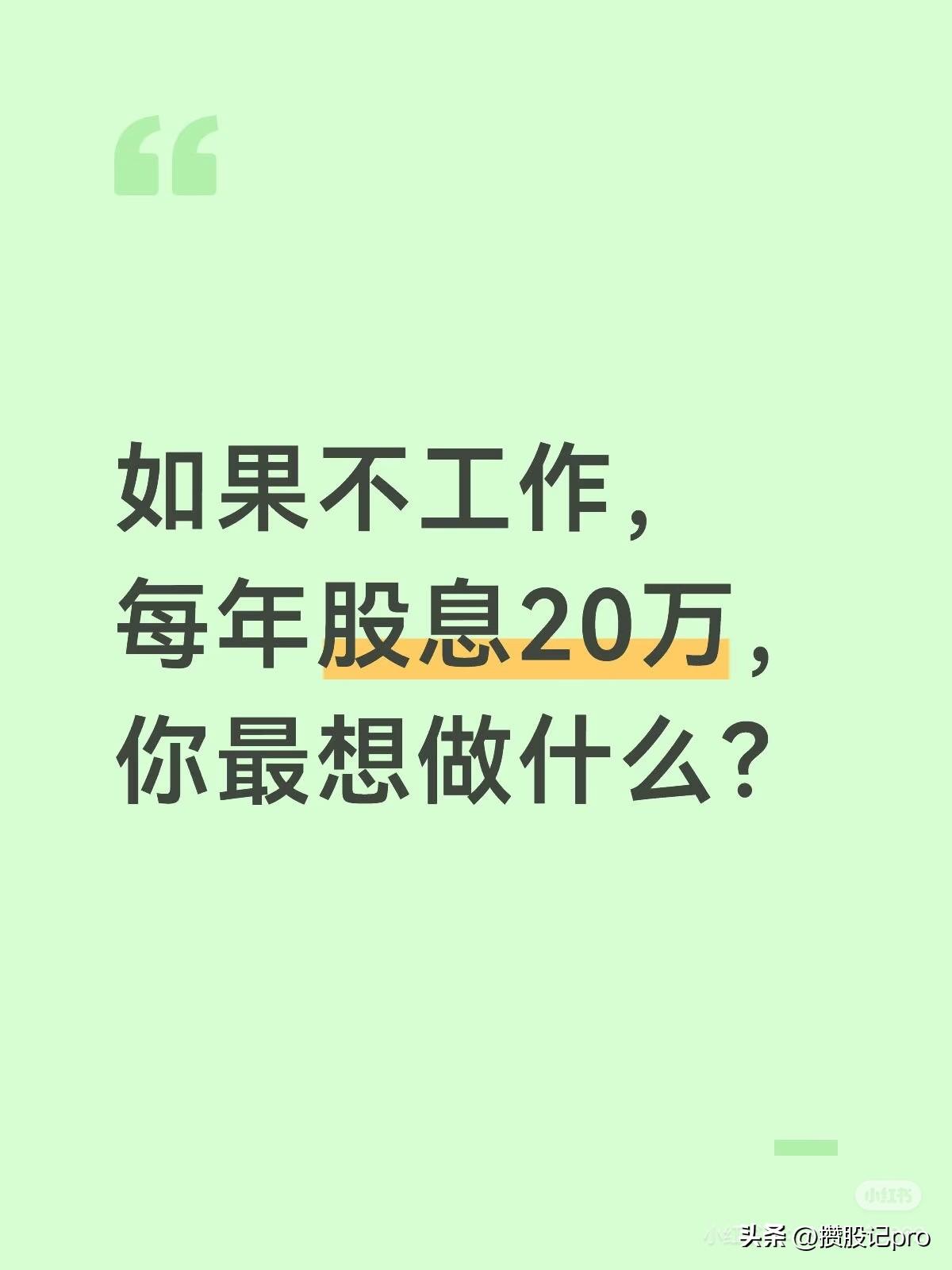 如果不工作，每年股息20万，你最想做什么？