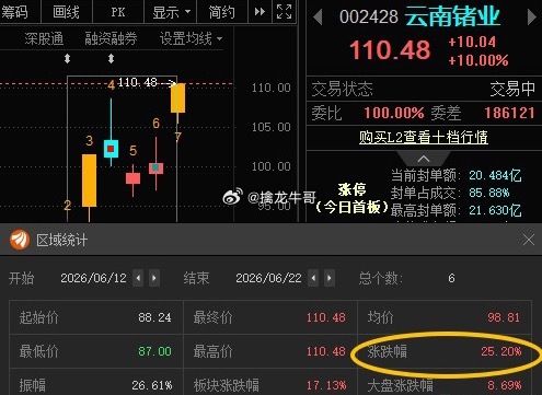 云南锗业002428📈T+5涨幅25.2%