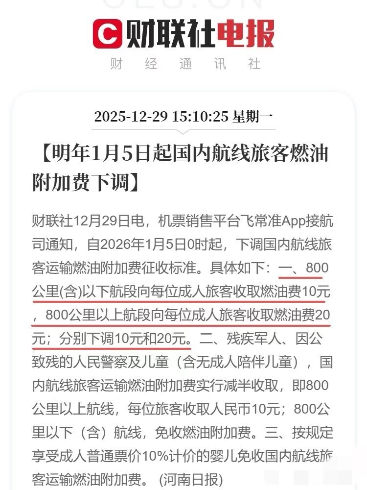 国内航线燃油附加费将下调。

我一直觉得收取燃油费不合理！！！那我们买的机票算啥