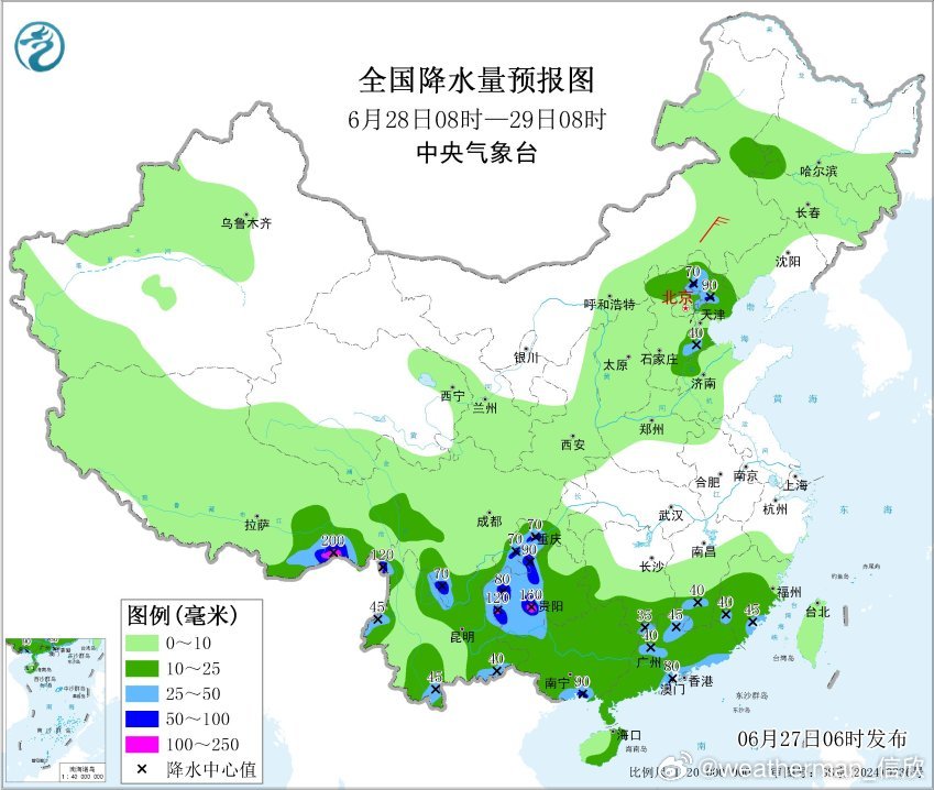 【强降雨和强对流】昨天到今晨，我国主雨带依然偏南，云南广西海南广东福建台湾等地，