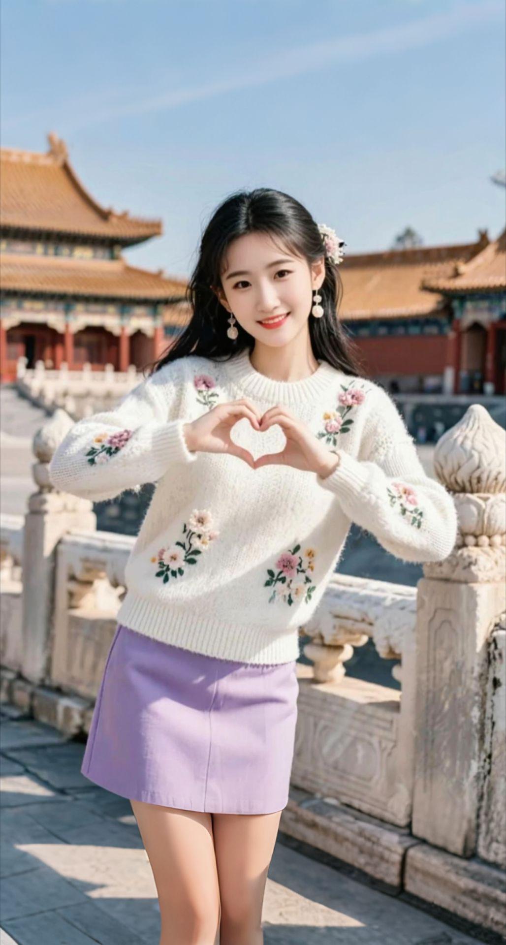 AI扩图 AI故宫俏皮写真